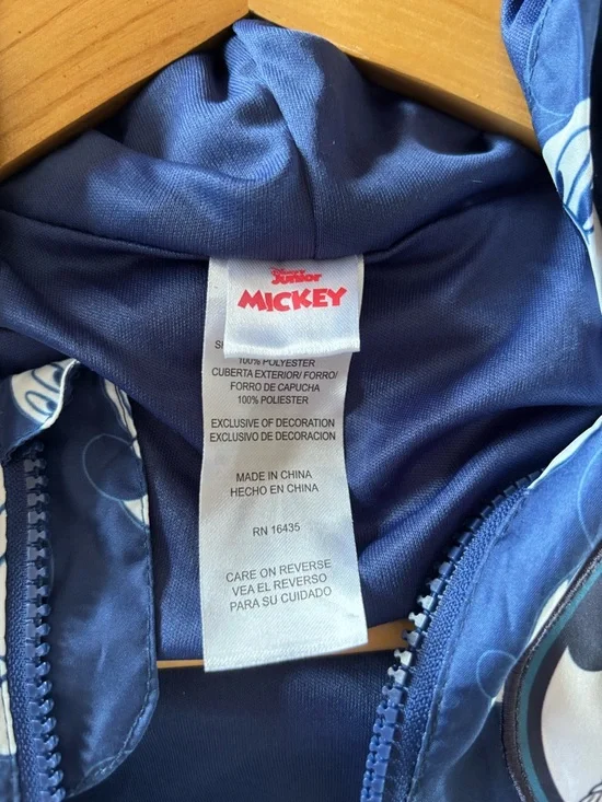Disney Junior Mickey Mouse HAS EARS 5 navy Blue Windbreaker Jacket - Picture 6 of 7